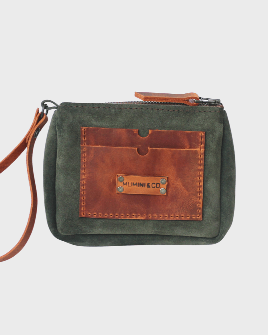 Suede purse - khaki / brown