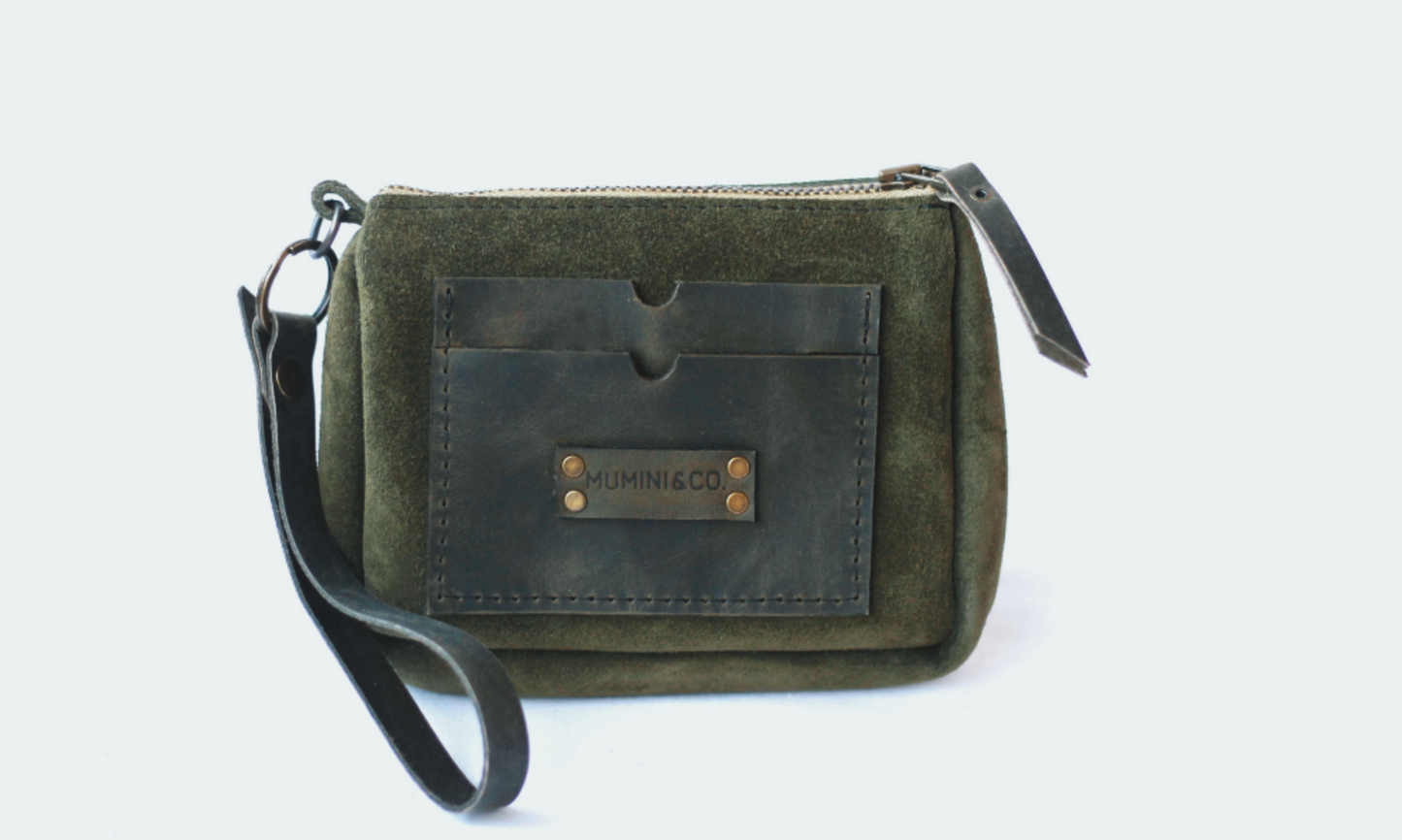Suede purse - khaki