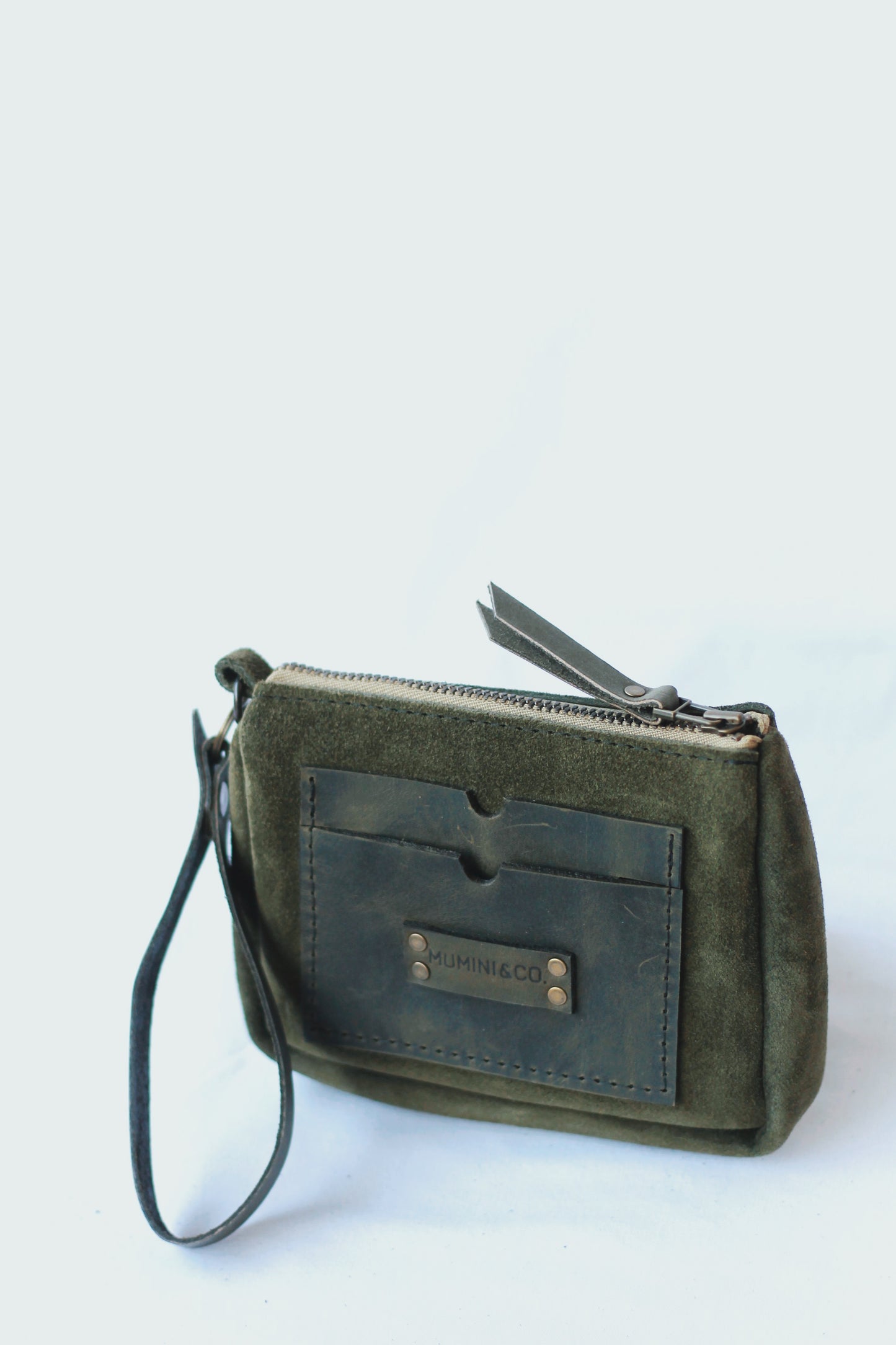 Suede purse - khaki