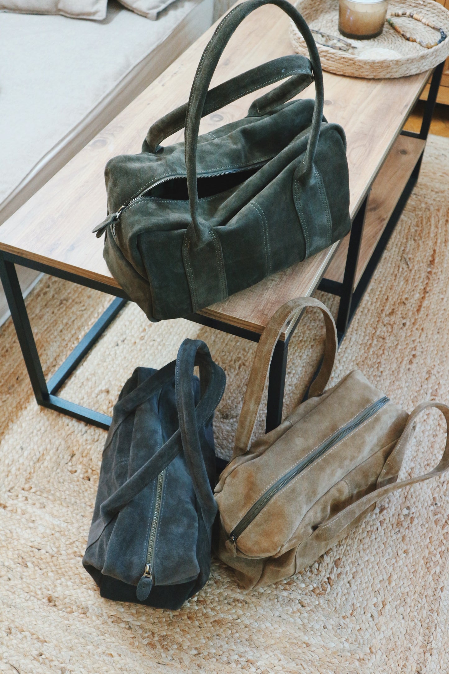 Army Green Suede Tote Bag
