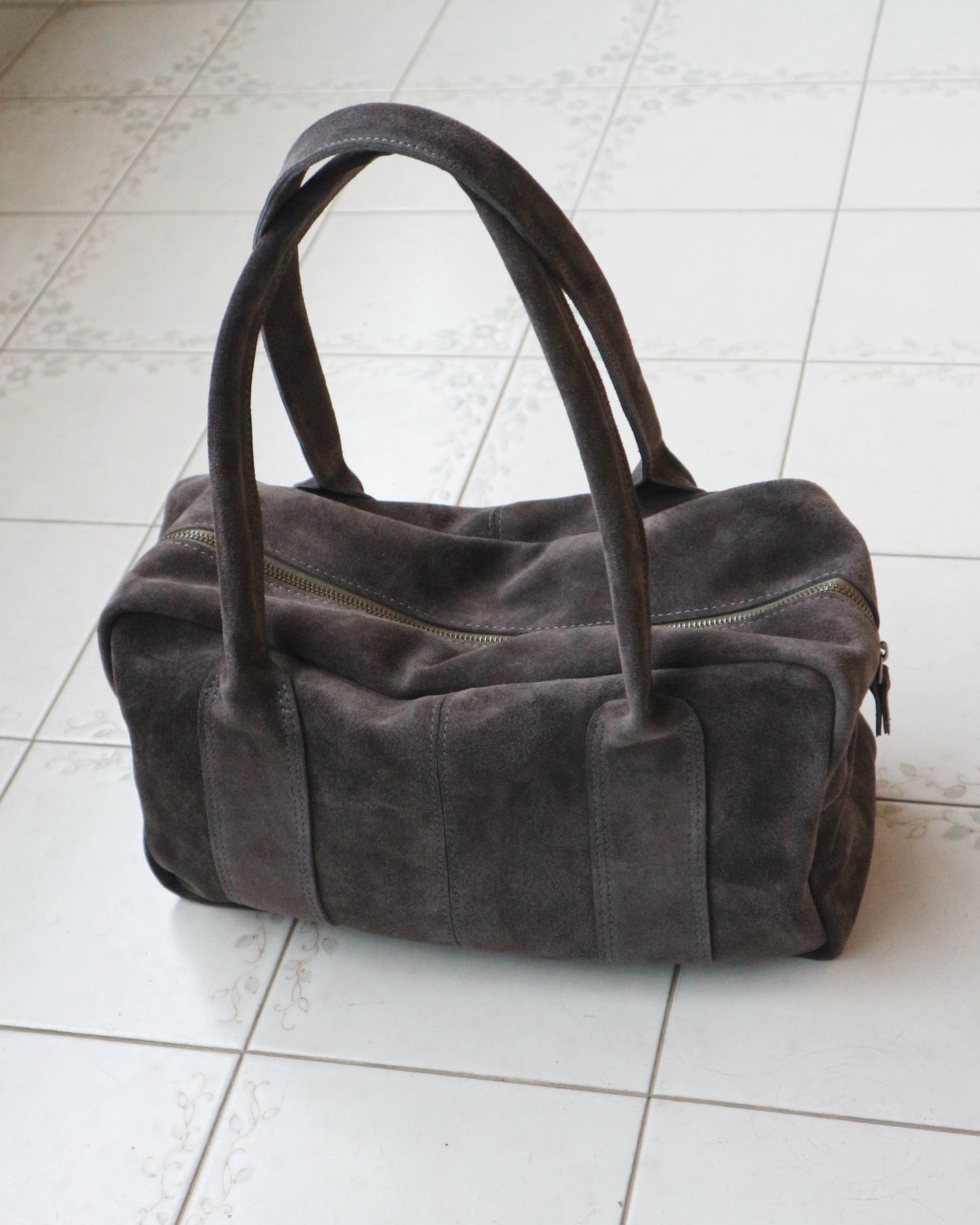 Charcoal Gray Suede Tote Bag
