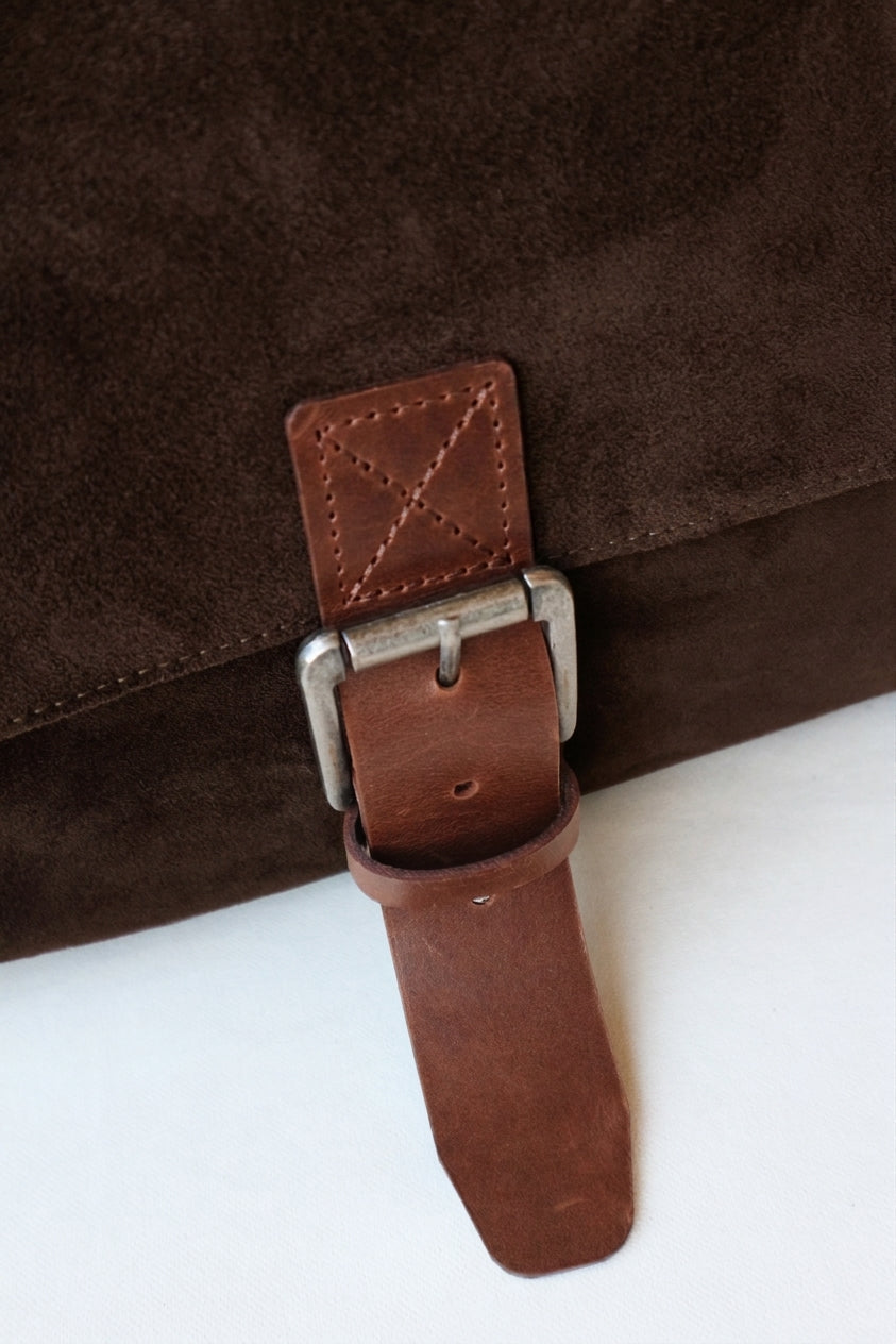 Genuine Suede & Leather Crossbody Messenger Bag
