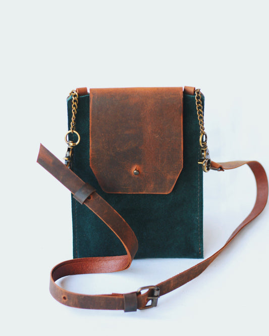 Phone bag - Dark green/brown