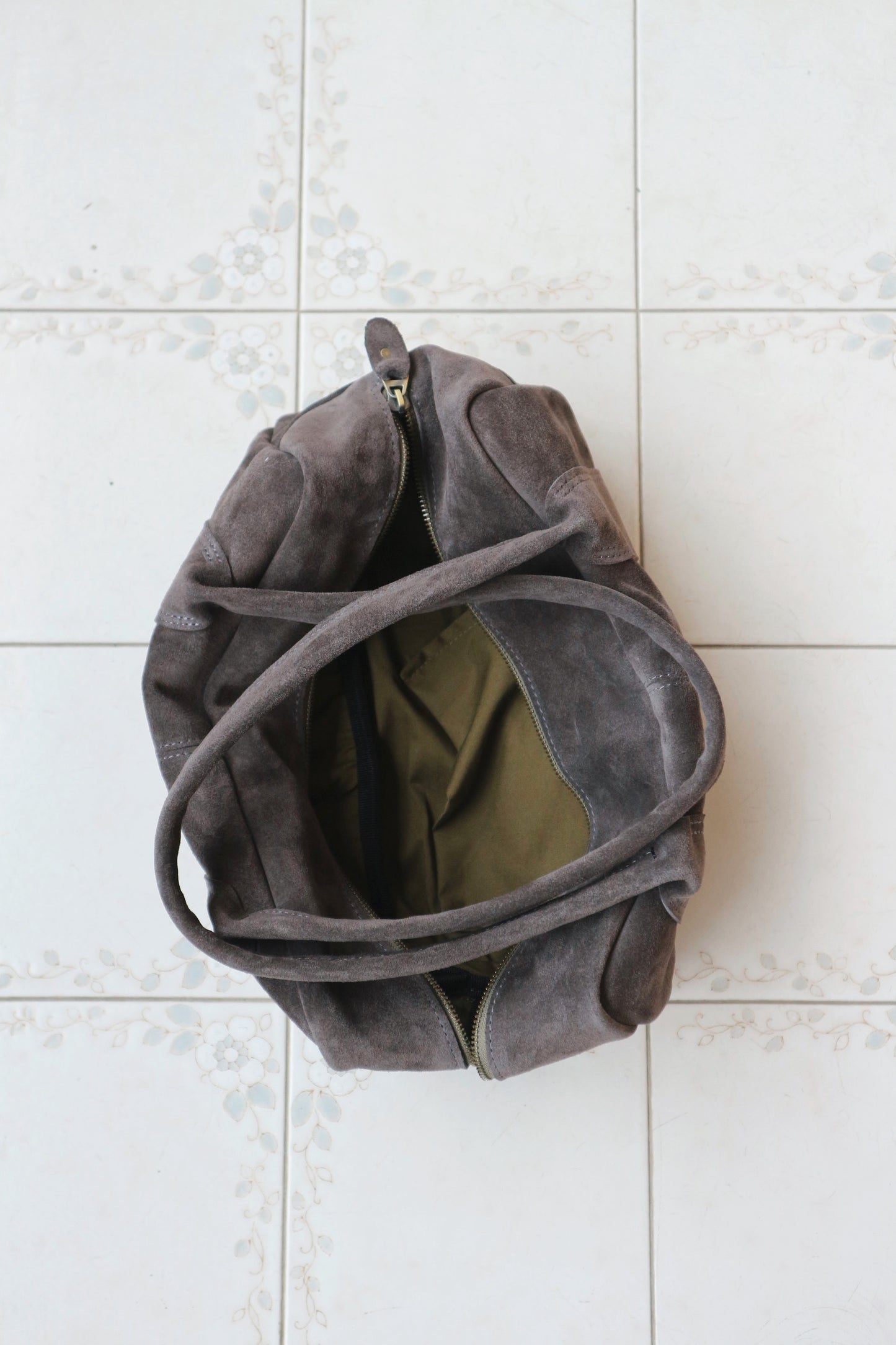 Charcoal Gray Suede Tote Bag