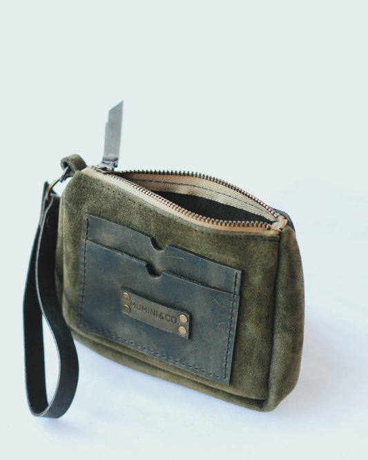 Suede purse - Khaki