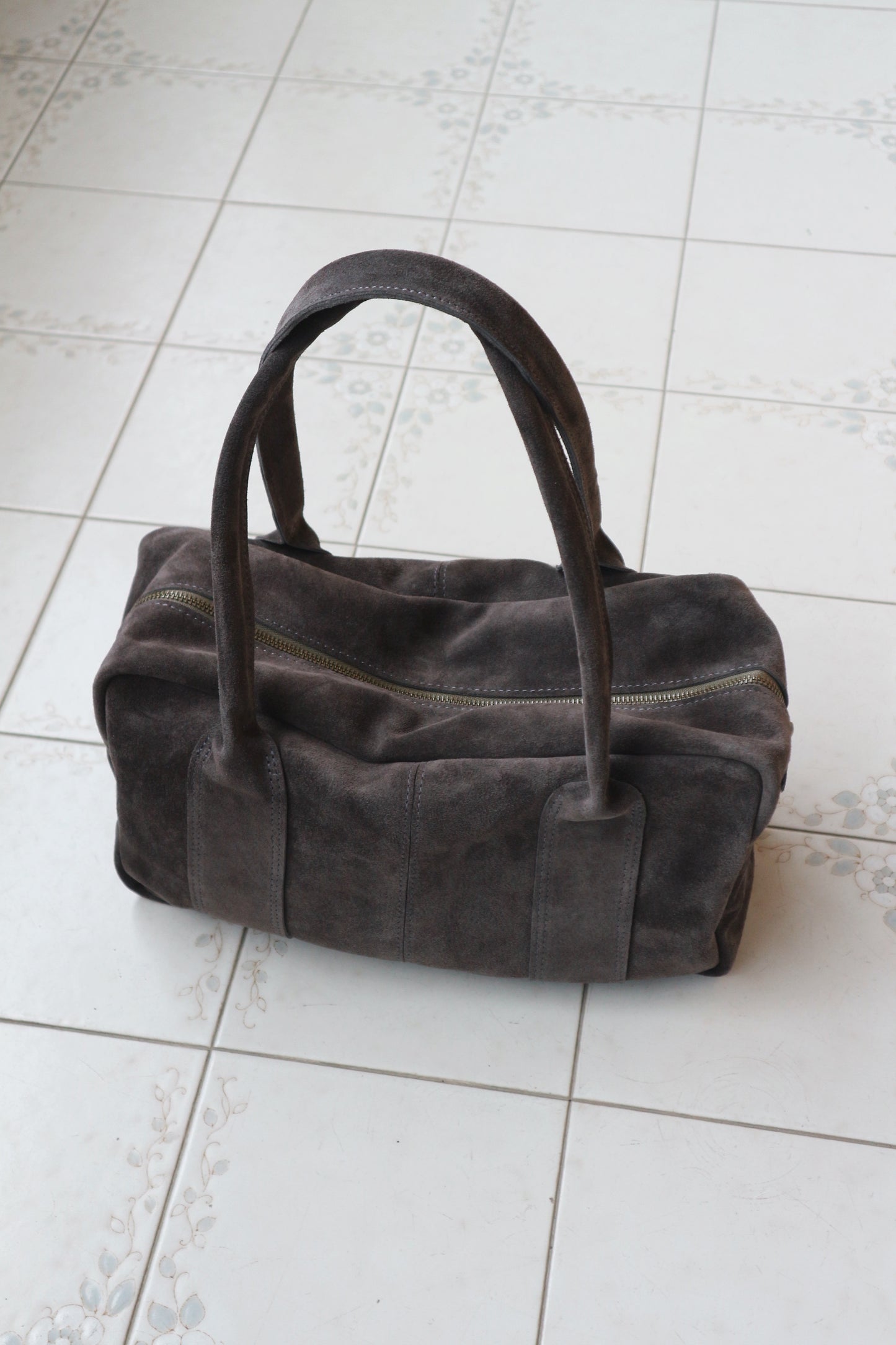 Charcoal Gray Suede Tote Bag