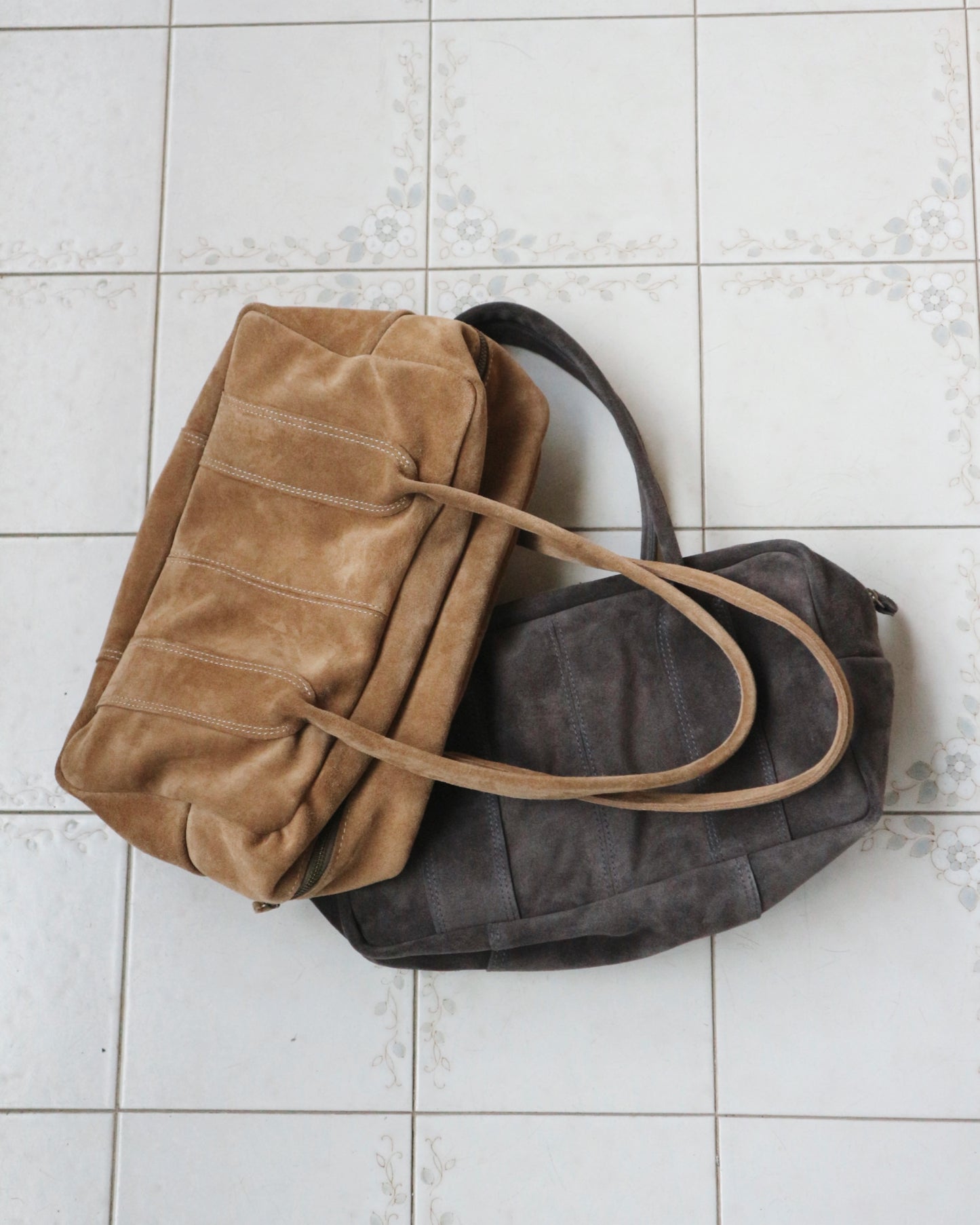 Charcoal Gray Suede Tote Bag