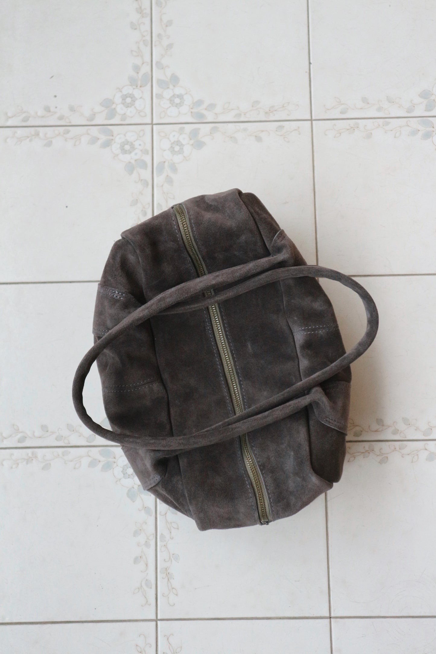 Charcoal Gray Suede Tote Bag