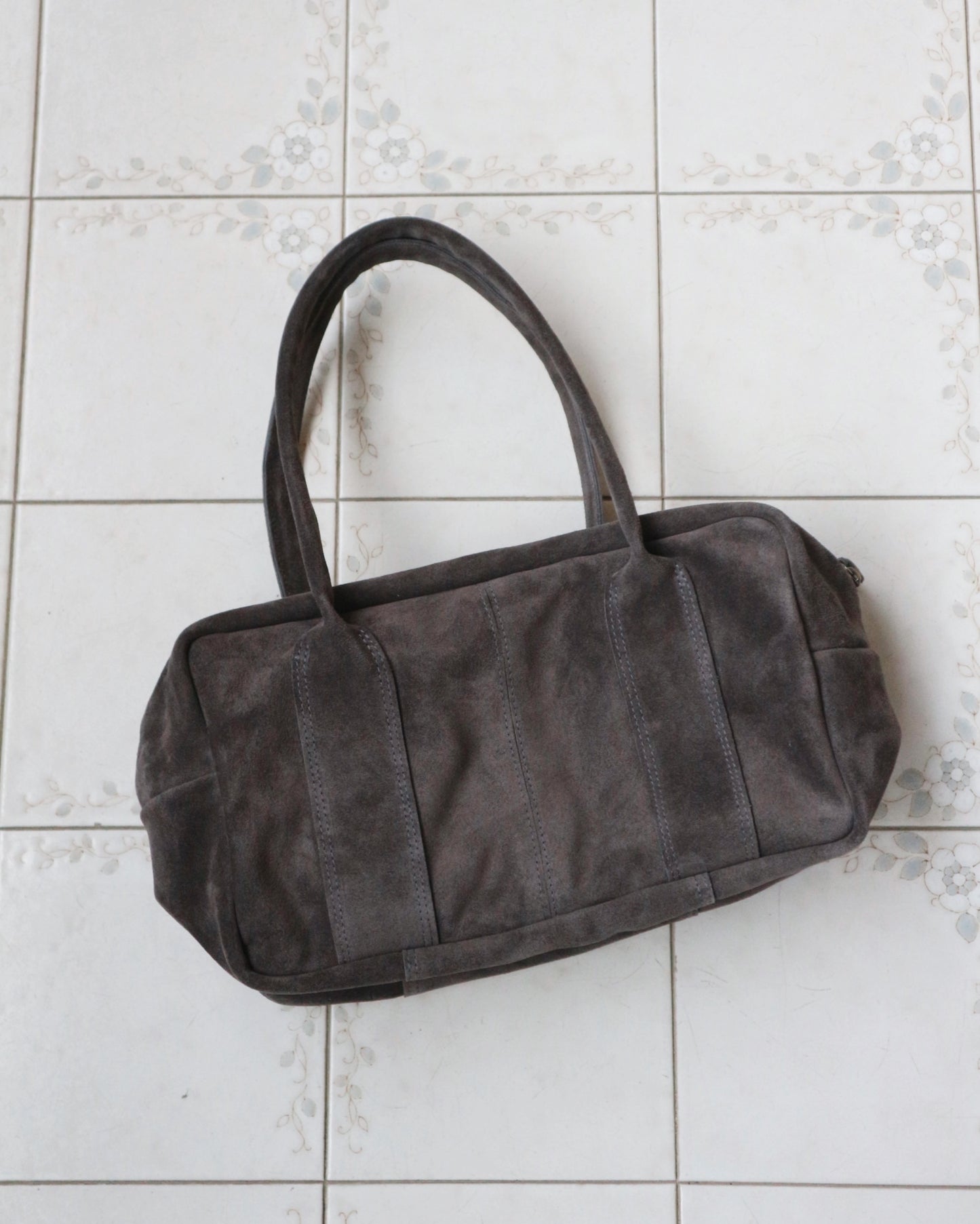 Charcoal Gray Suede Tote Bag