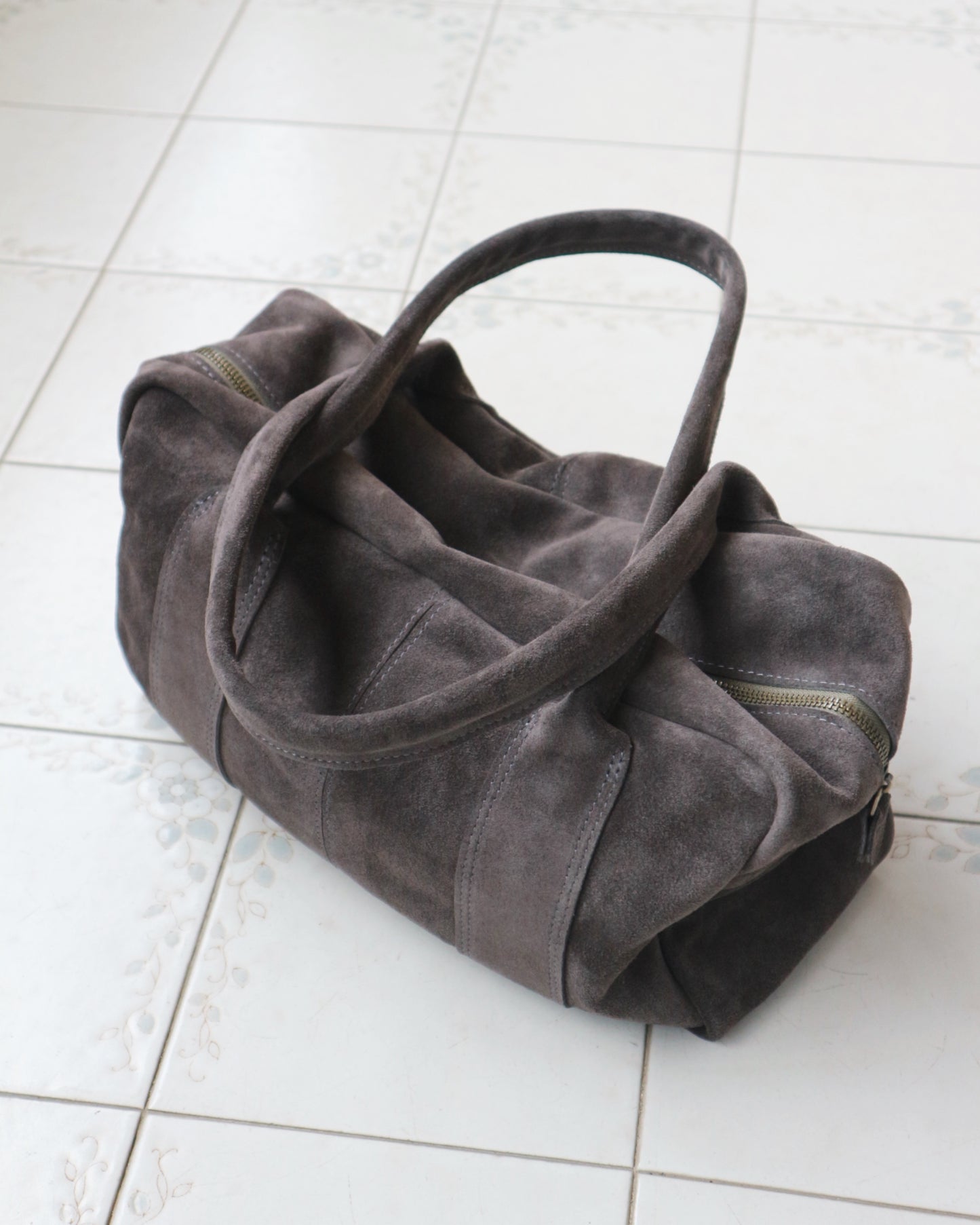 Charcoal Gray Suede Tote Bag