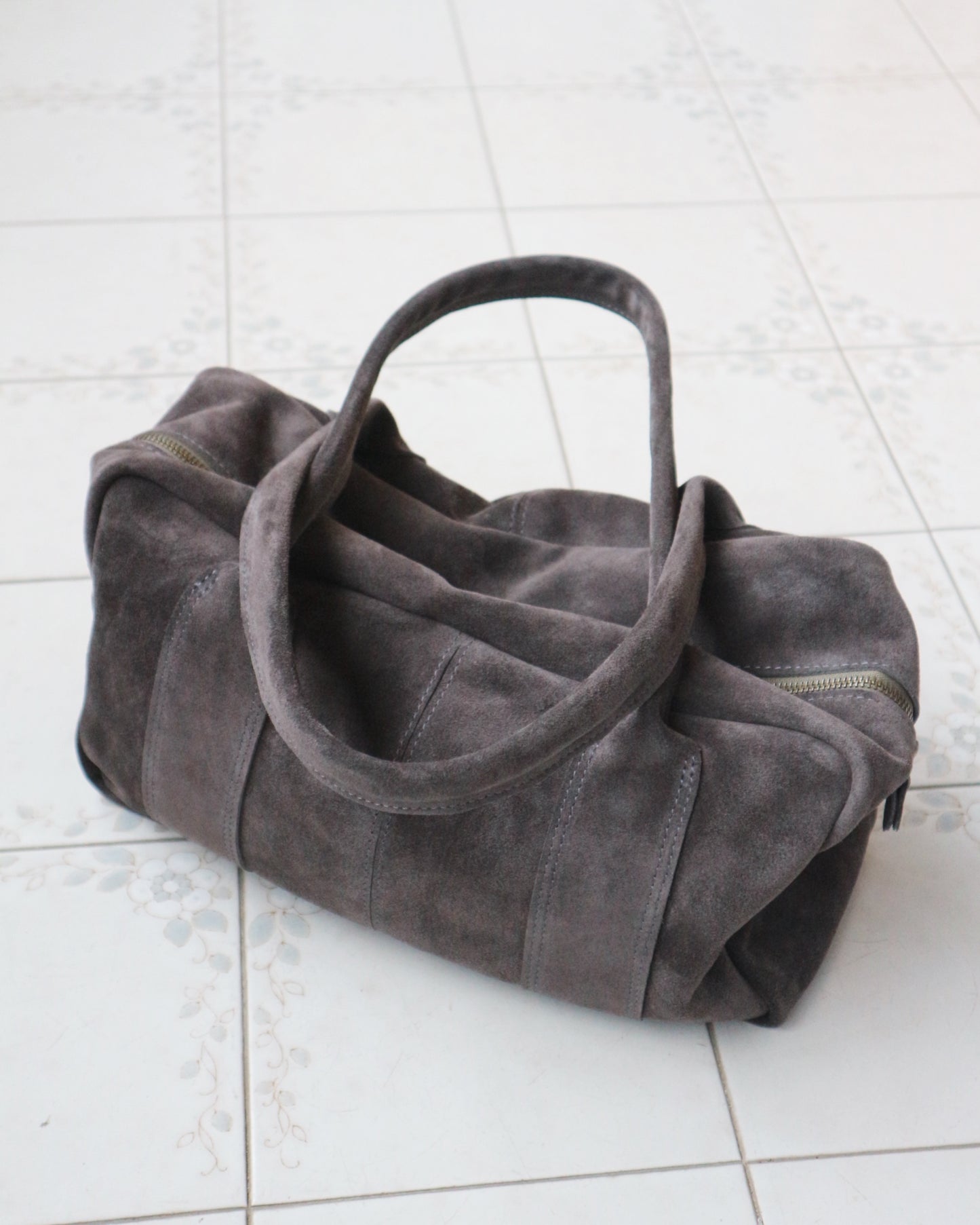 Charcoal Gray Suede Tote Bag
