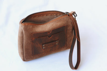 Suede purse - brown