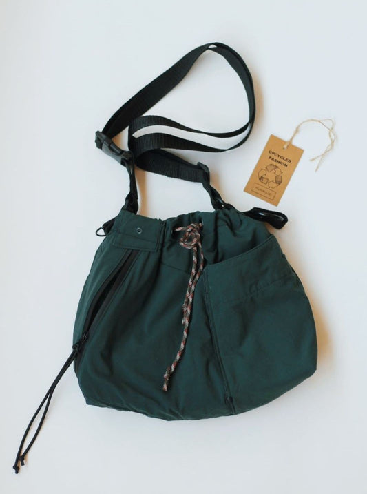 dark green upcycled urban bag